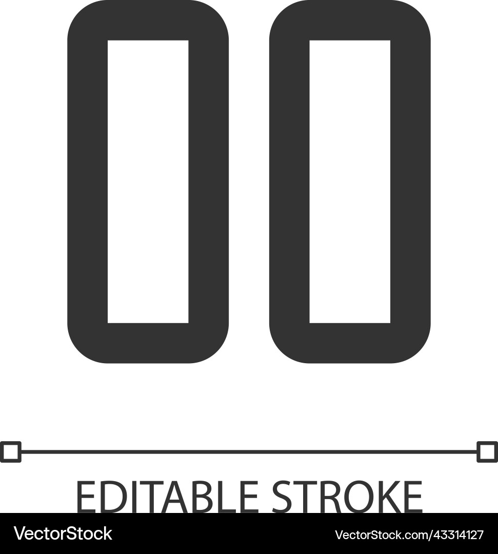 Pause button pixel perfect linear ui icon Pause button pixel perfect linear ui icon vector image