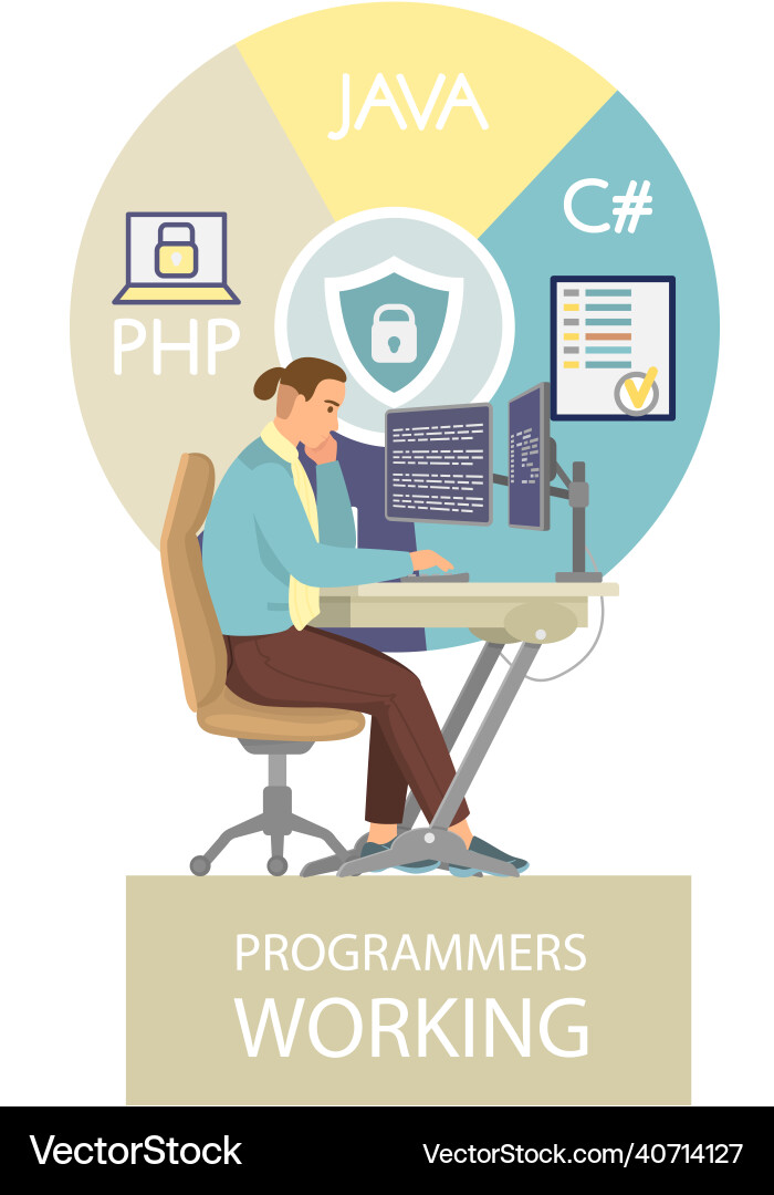 Programmer engineering and coding Programmer engineering and coding vector image