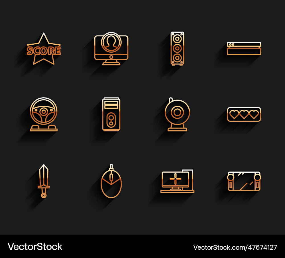 Set line sword for game computer mouse gaming vector image