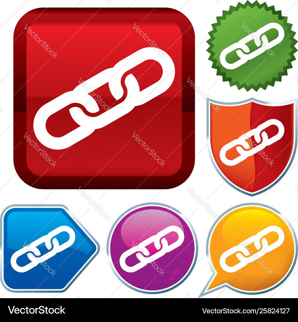 Set shiny icon series on buttons net link Vector Image
