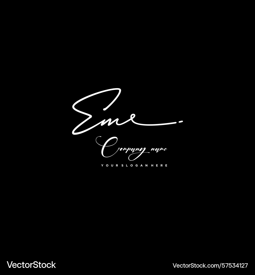 Signature style em initial logos initials logo Vector Image