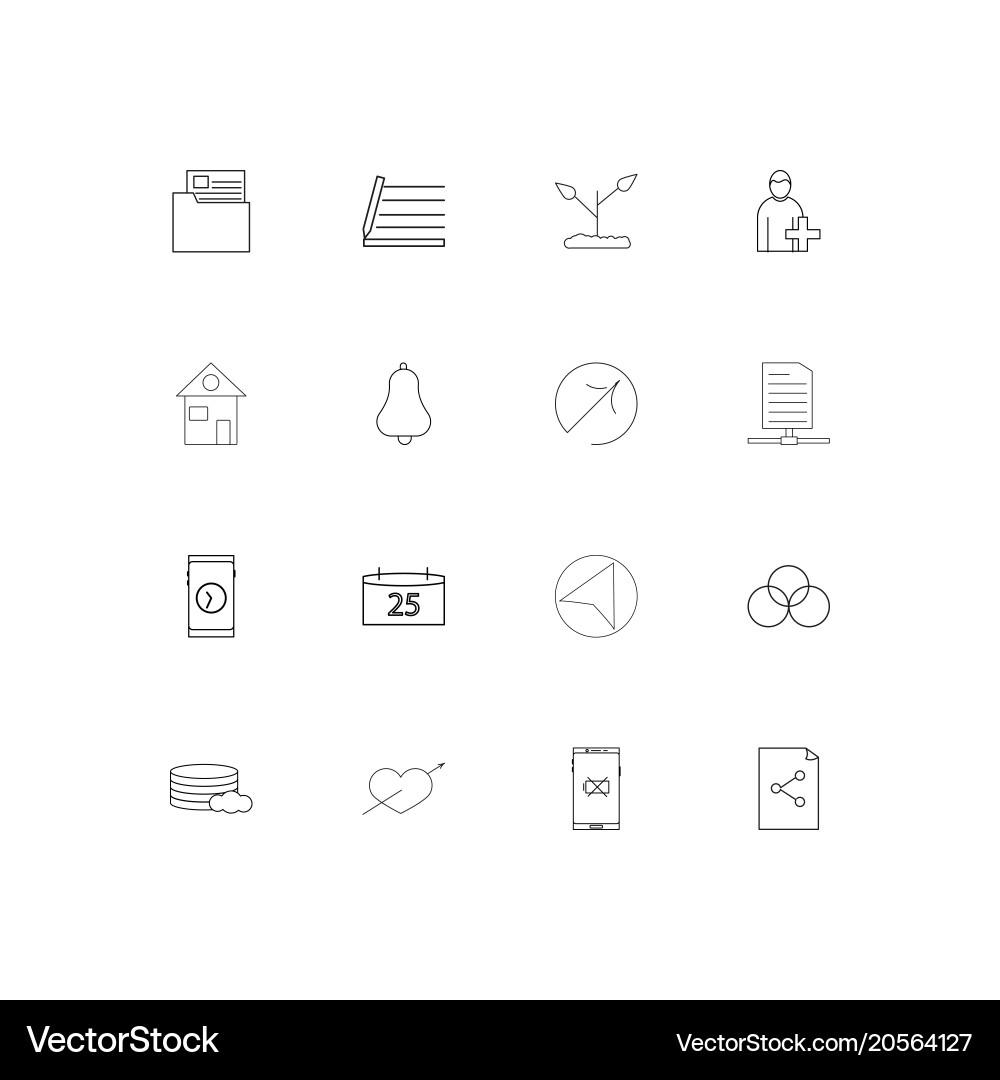 Signs and symbols simple linear icons set Vector Image