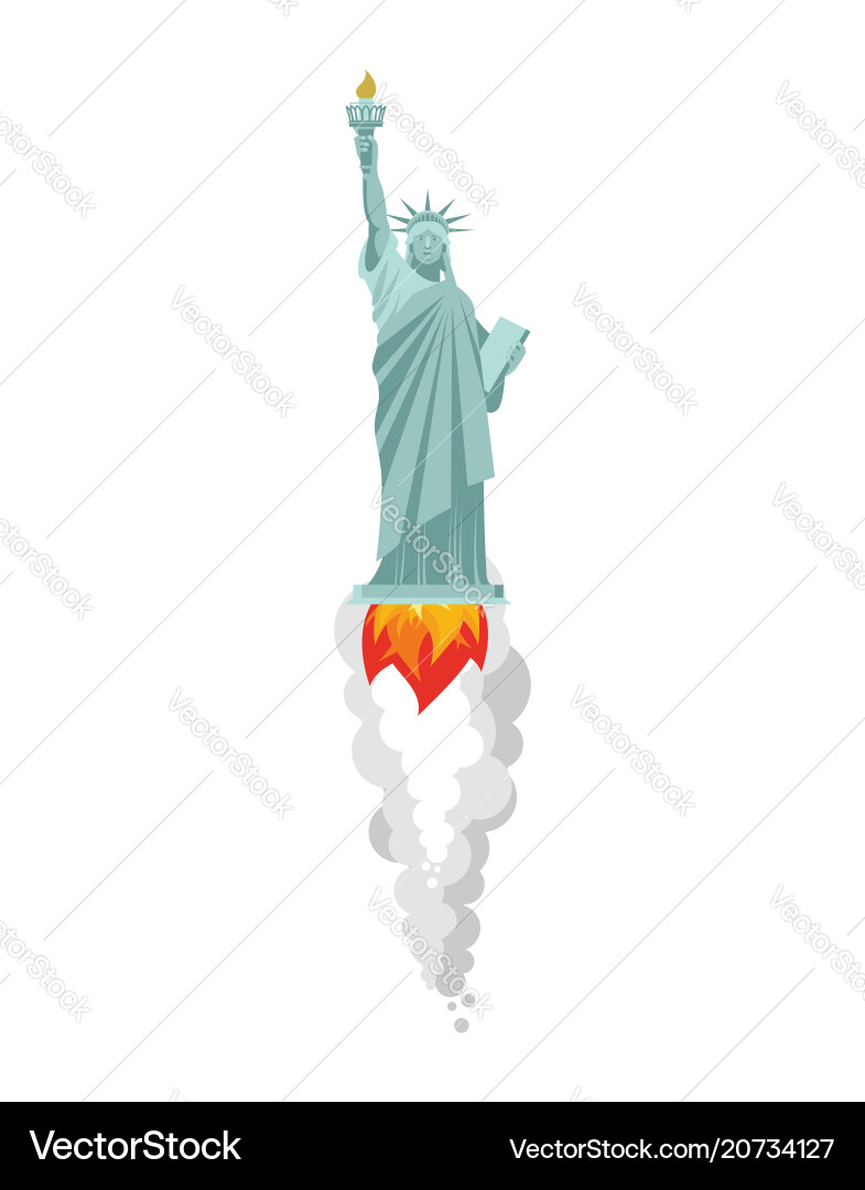 Statue der Freiheit fliegenden Rakete Wahrzeichen america Statue der Freiheit fliegenden Rakete Wahrzeichen america vektorbild
