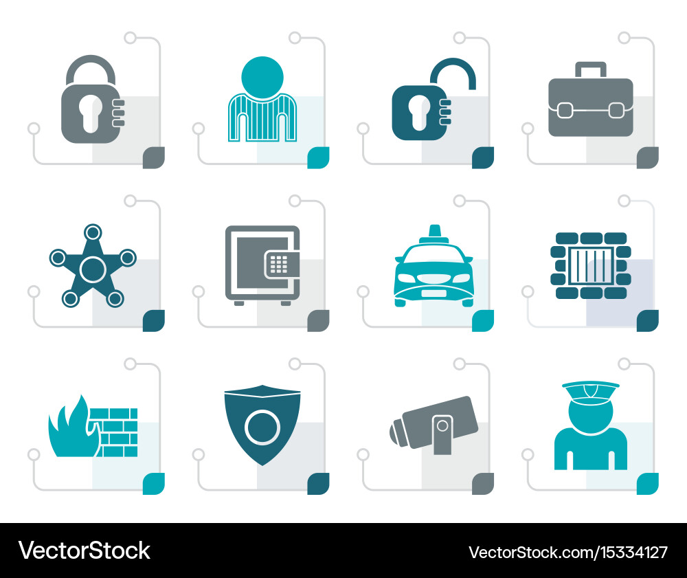 Stylized social security and police icons Vector Image