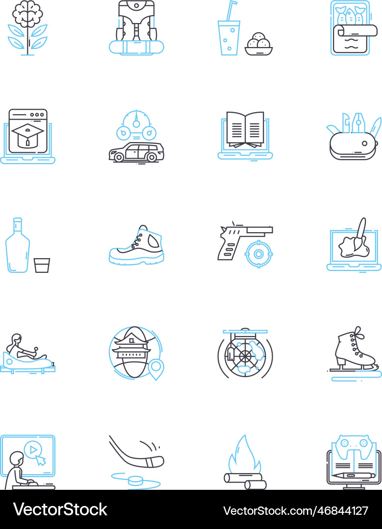 Telecommuting option linear icons set flexibility Telecommuting option linear icons set flexibility Vector Image