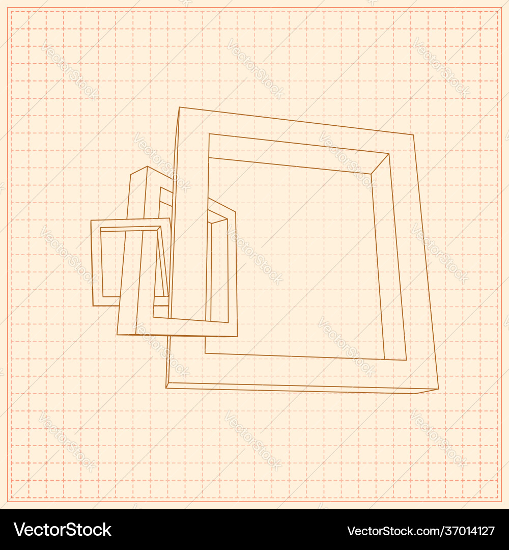 Three rectangular 3d frames blueprint Three rectangular 3d frames blueprint vector image