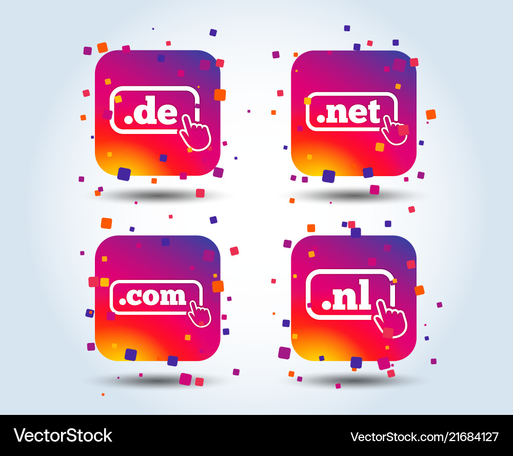 Top-level domains signs de com net and nl Top-level domains signs de com net and nl vector image