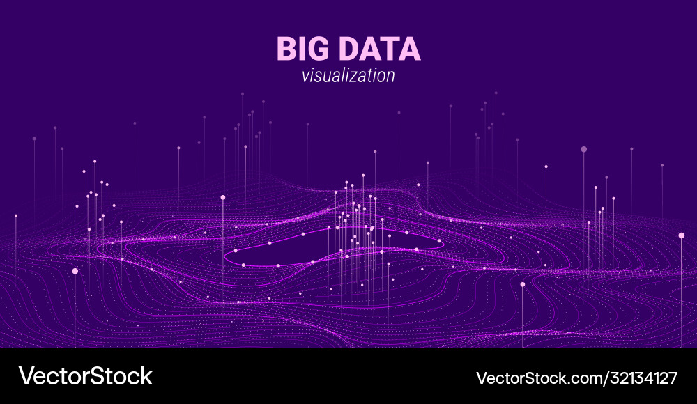 Wave 3d big data visualization analysis Wave 3d big data visualization analysis vector image