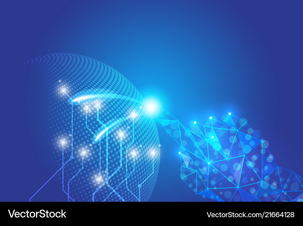 Abstract technology with click hand wireframe Abstract technology with click hand wireframe vector image