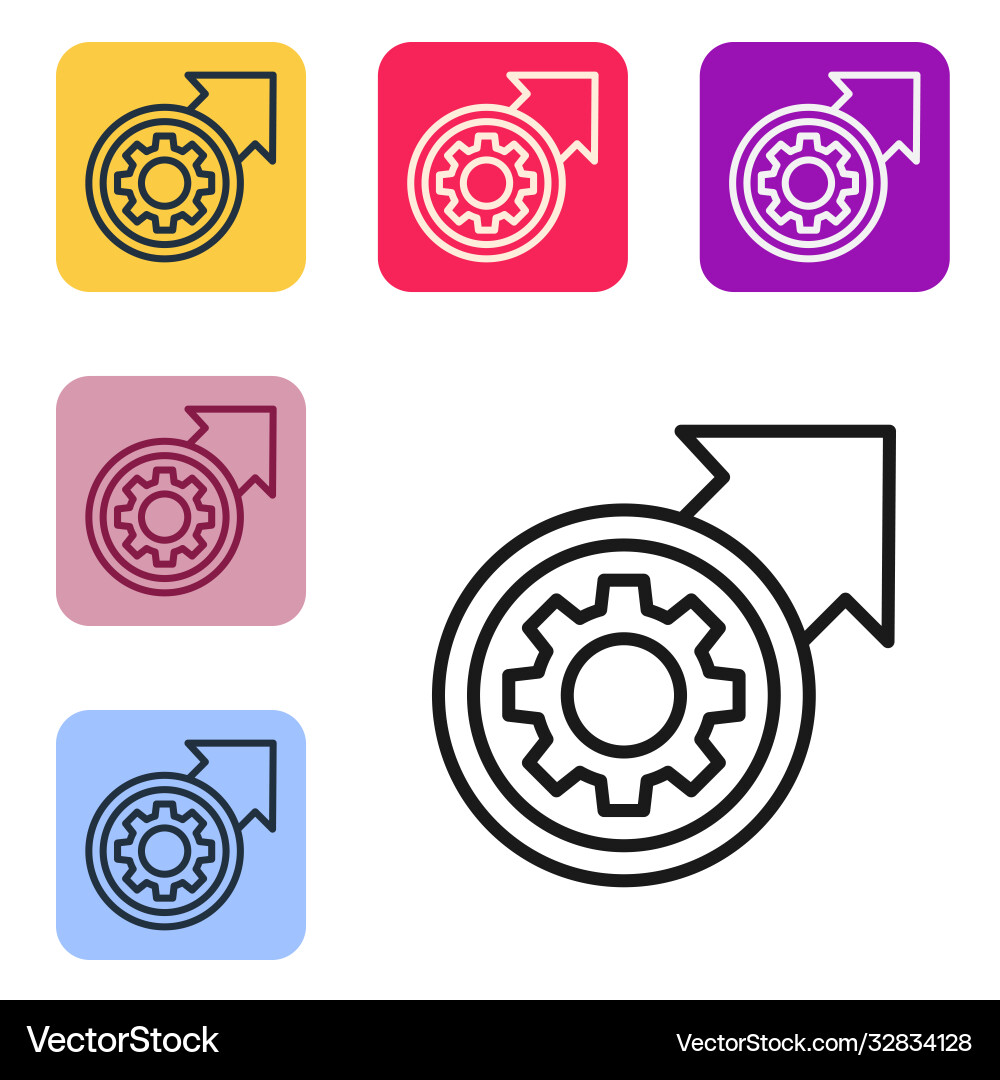 Black line gear and arrows as workflow process Black line gear and arrows as workflow process vector image