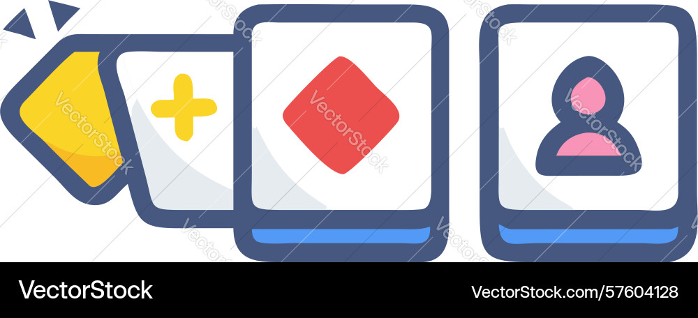 Card game interface icon - player and options vector image