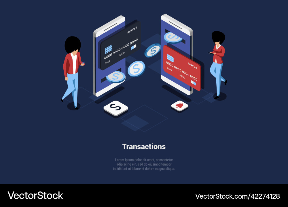 Concept of online and crypto blockchain payment Concept of online and crypto blockchain payment vector image