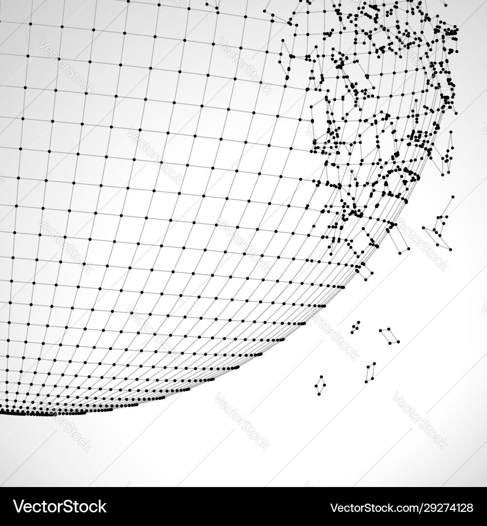Exploded grid ball made connected dots Vector Image