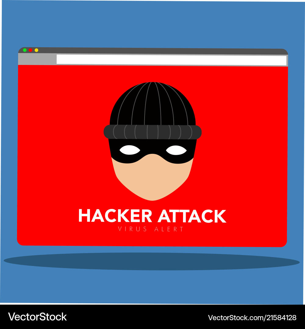 Hacker icon on a computer screen cyber attack vector image