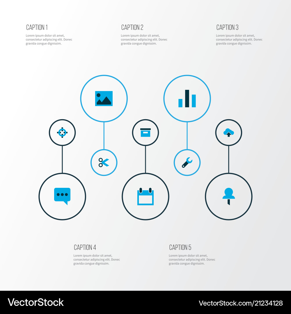 Interface icons colored set with archive chart Interface icons colored set with archive chart vector image