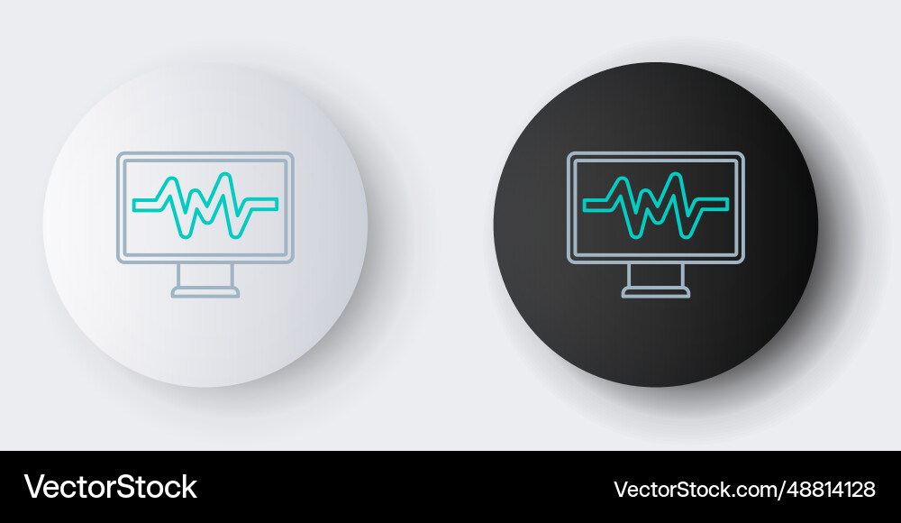Line computer monitor with cardiogram icon Line computer monitor with cardiogram icon vector image