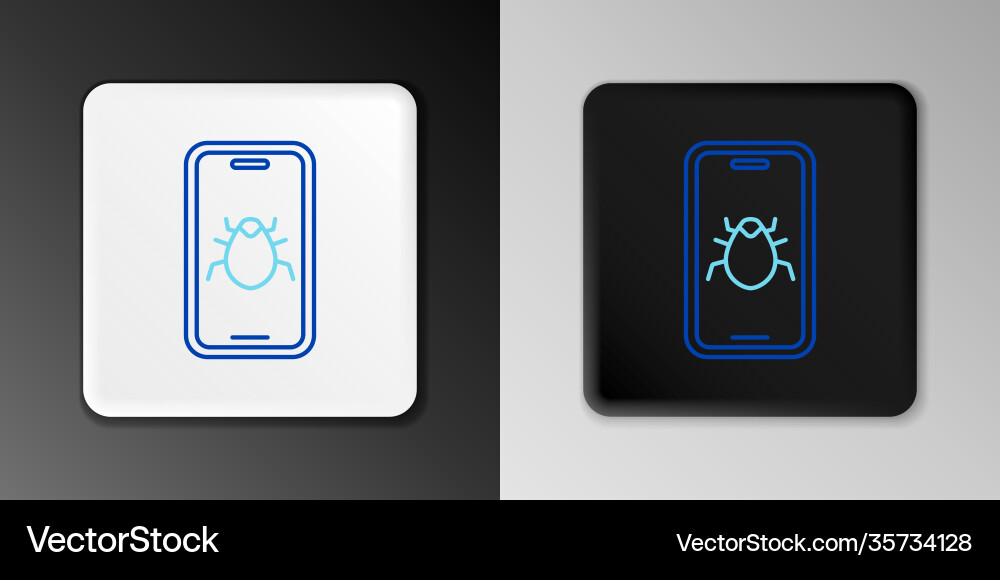 Line system bug on mobile icon isolated grey Line system bug on mobile icon isolated grey vector image