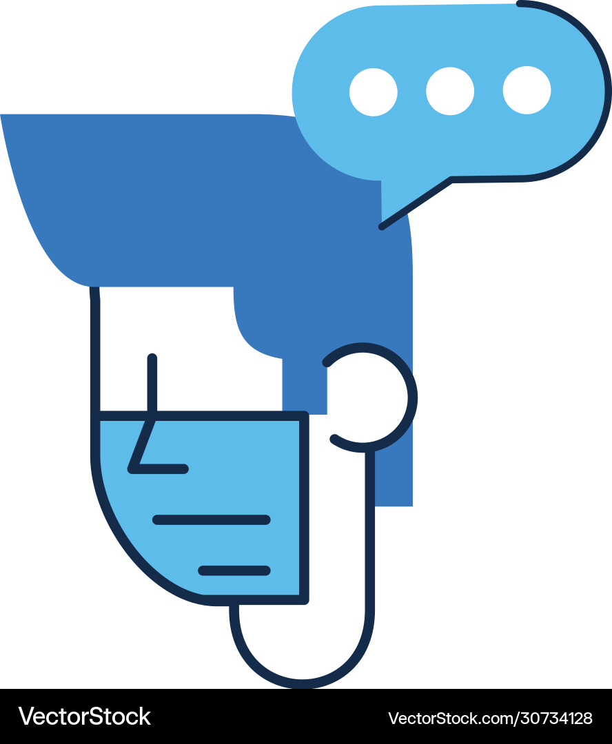 Man using face mask with speech bubble Man using face mask with speech bubble vector image