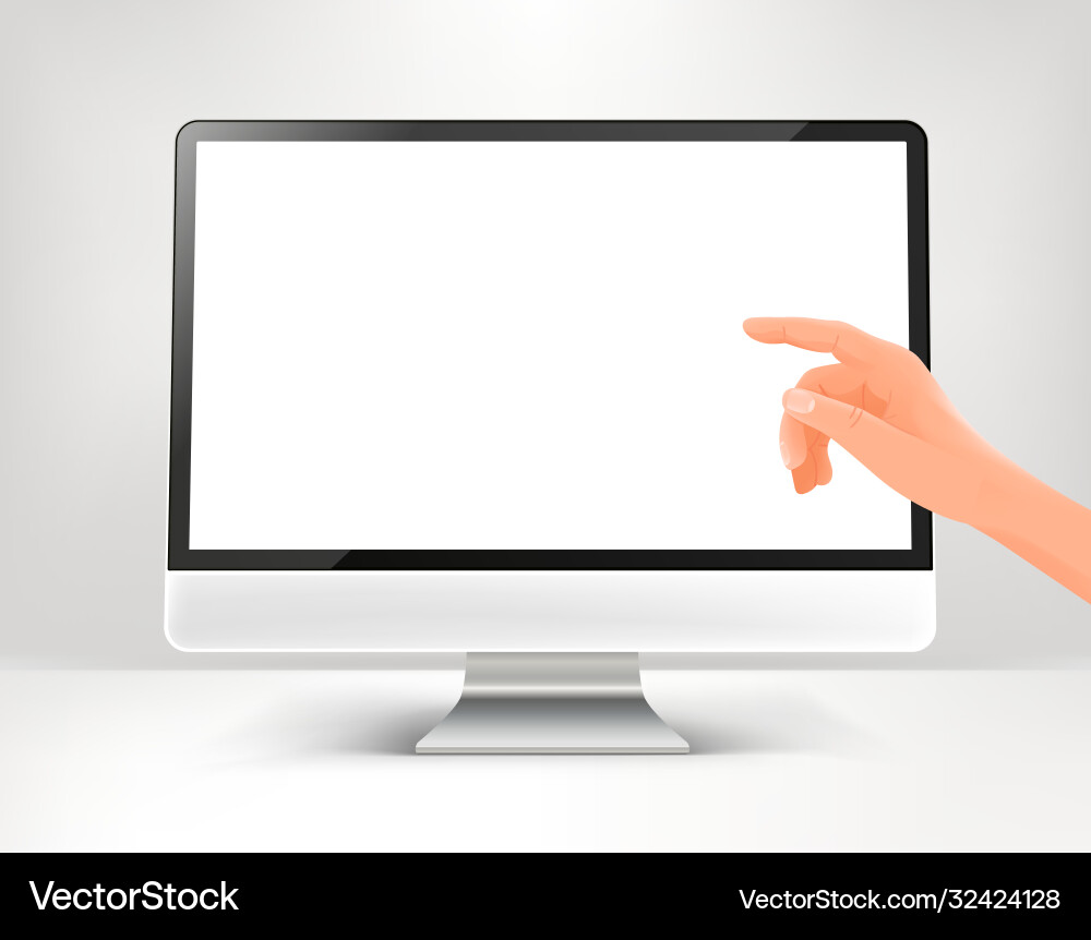 Modern Computer Screen with Hand Interaction vector image