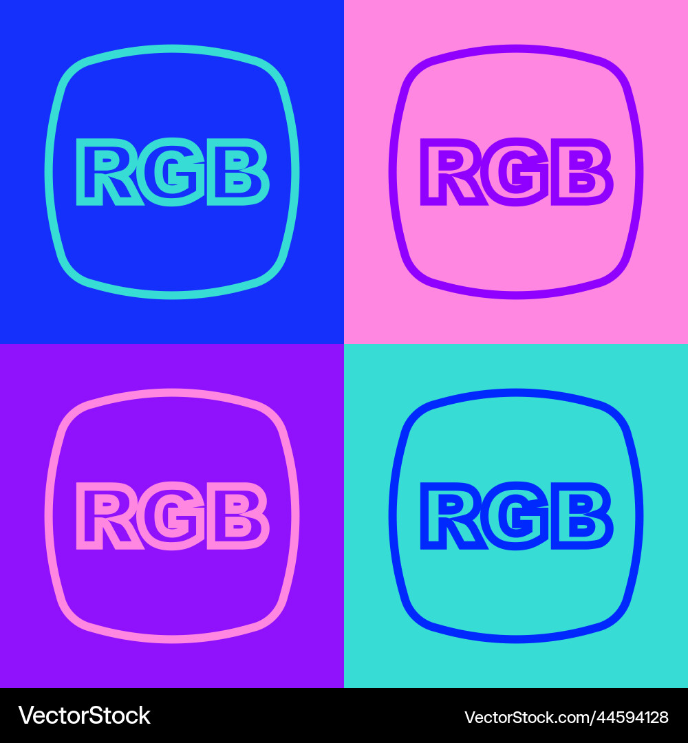 Pop art line speech bubble with rgb and cmyk color Vector Image