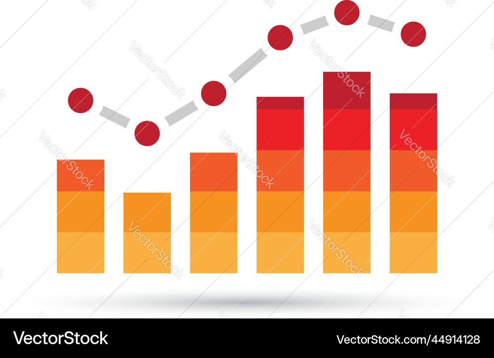 Rising stats graph with red and orange bars Rising stats graph with red and orange bars vector image