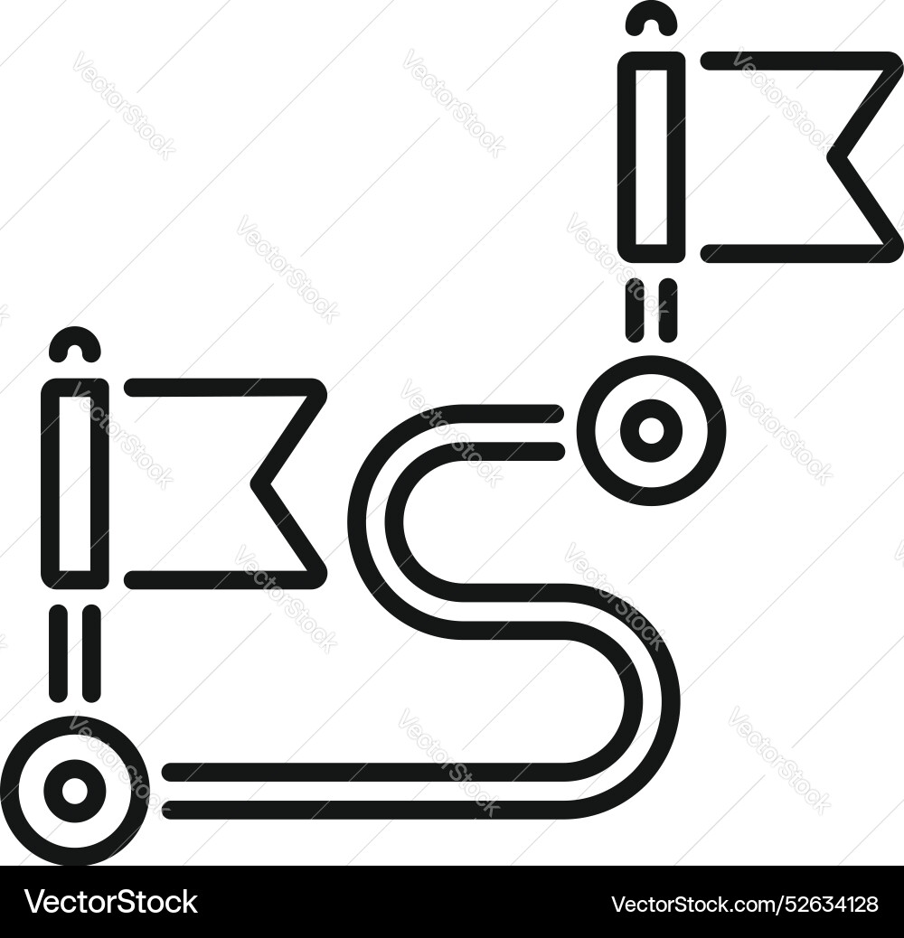 Route with pins and flags showing the way Route with pins and flags showing the way Vector Image