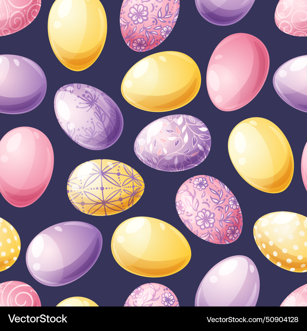 Seamless pattern with easter eggs background vector image
