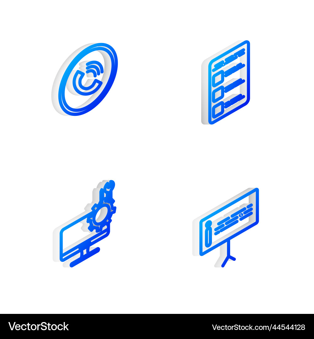 Set isometric line create account screen on mobile Set isometric line create account screen on mobile Vector Image