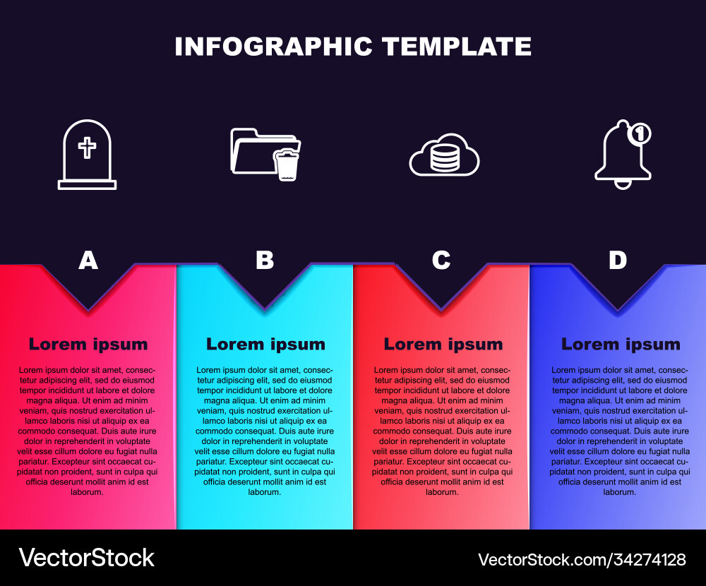 Set line tombstone with cross delete folder Vector Image
