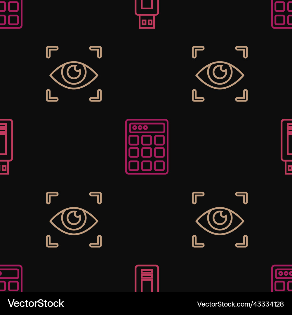 Set line usb flash drive eye scan and password Set line usb flash drive eye scan and password vector image