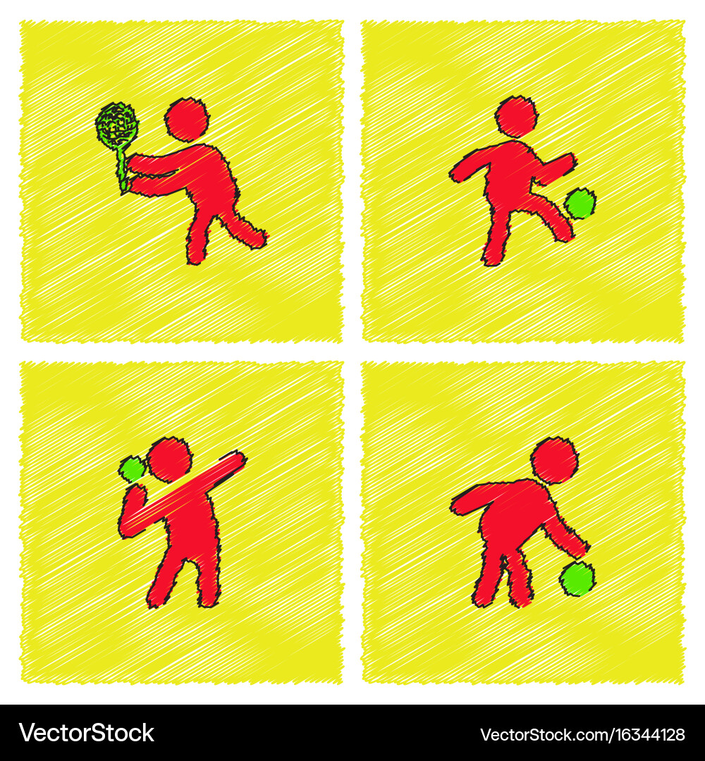 Set of olympic game design in hatching style Vector Image
