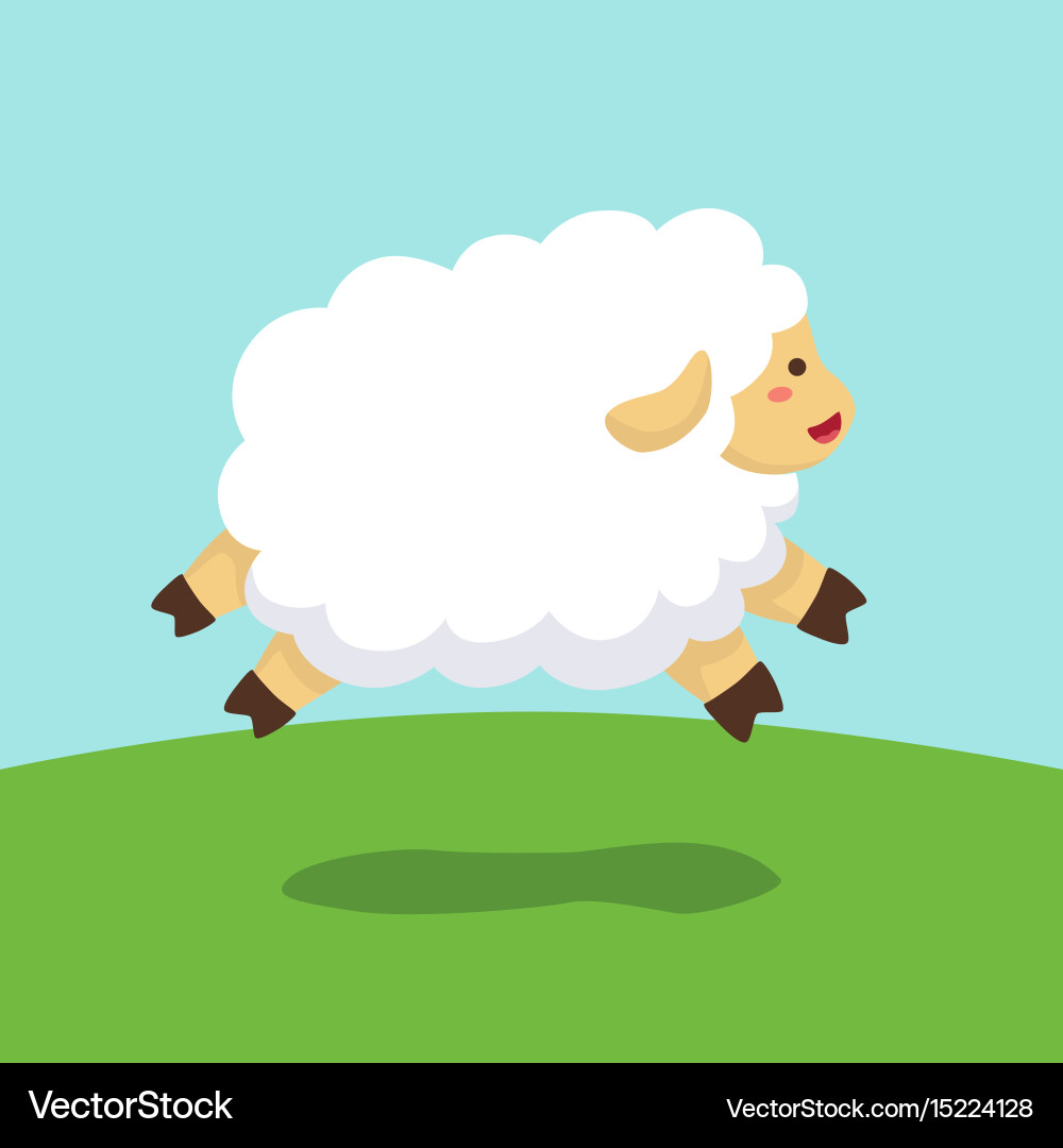 Sheep jumping on field background vector image