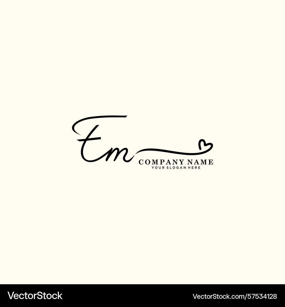 Signature style em initial logos initials logo Vector Image