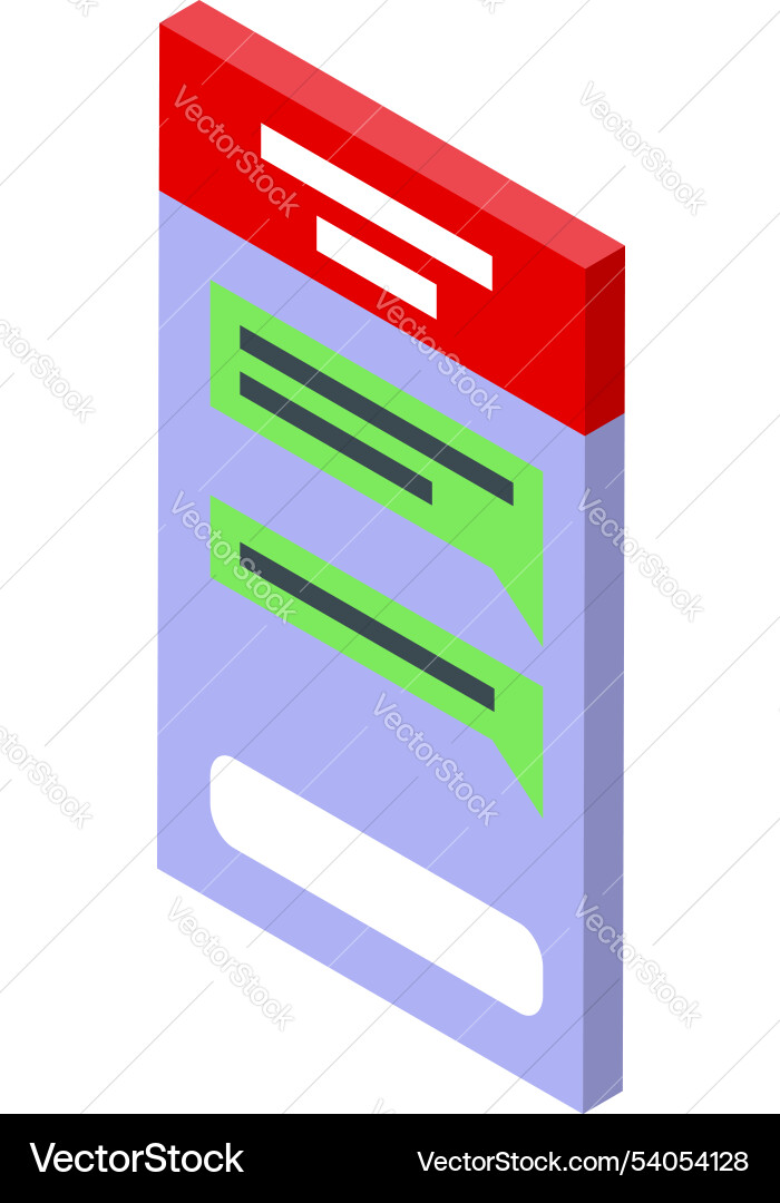 Smartphone showing chat messages with isometric Smartphone showing chat messages with isometric Vector Image