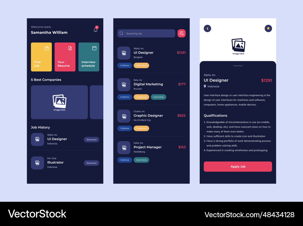 Soccer user interface design template Vector Image