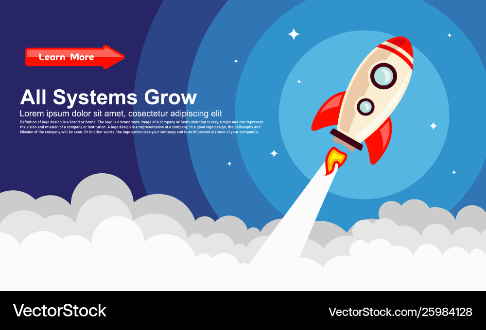 Startup simple rocket web design responsive vector image