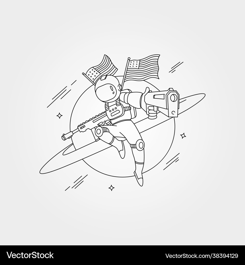 American astronaut with gun background symbol vector image