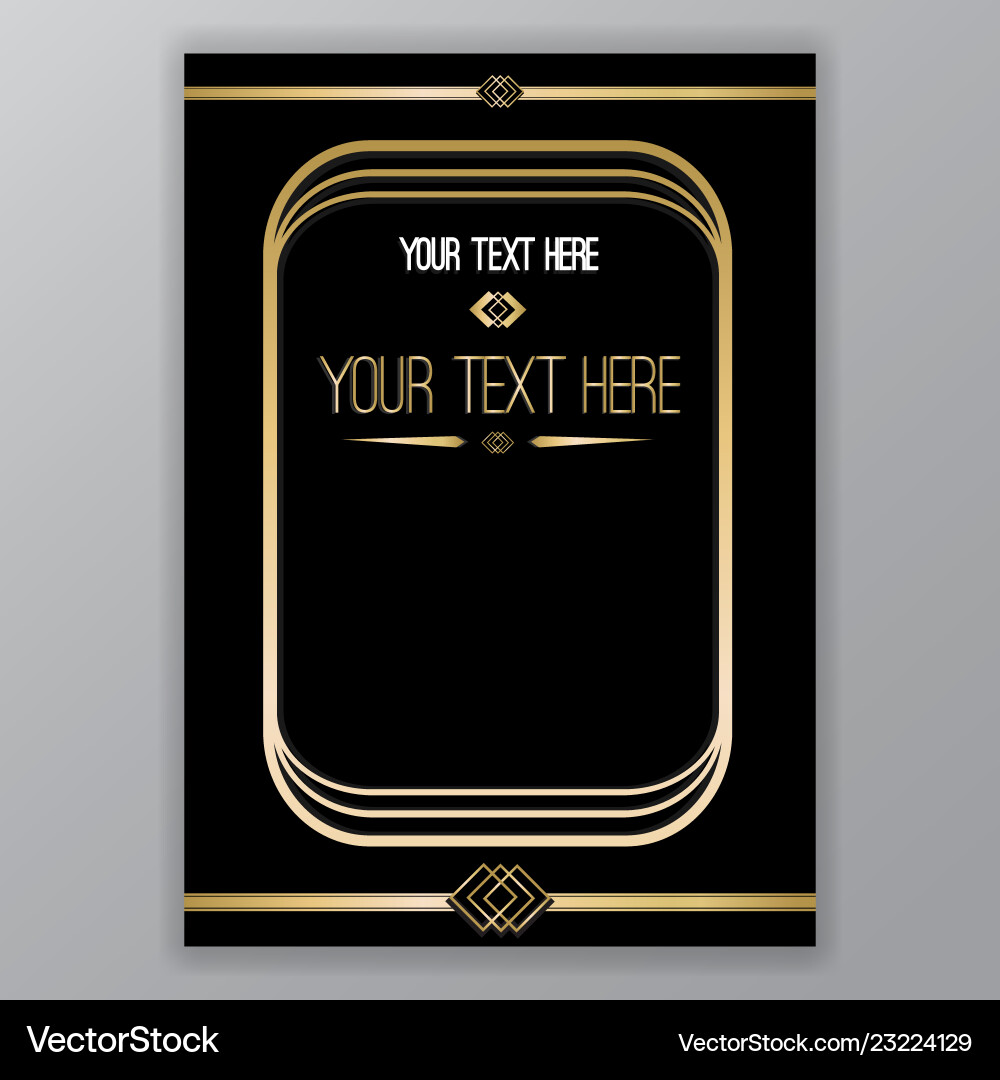 Art deco golden black page template Art deco golden black page template vector image
