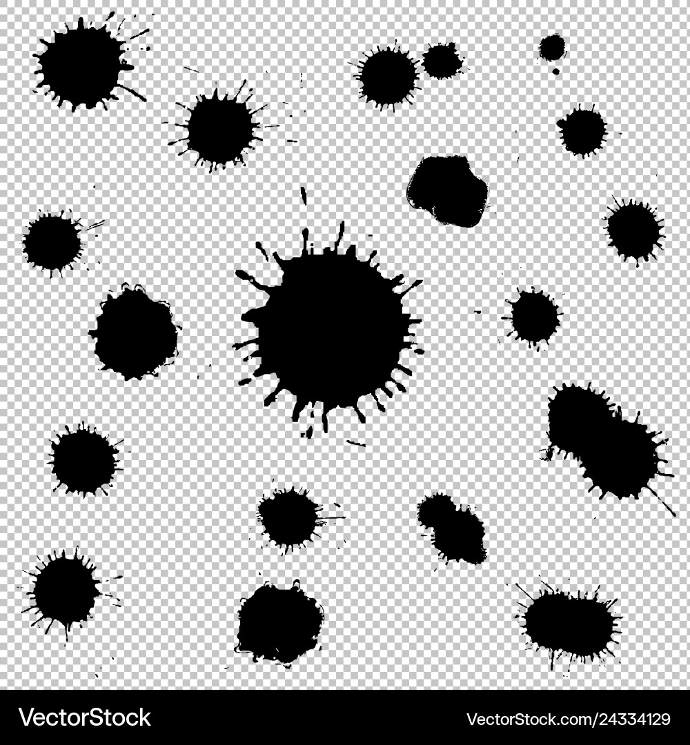 Black blobs stains set transparent background Black blobs stains set transparent background vector image