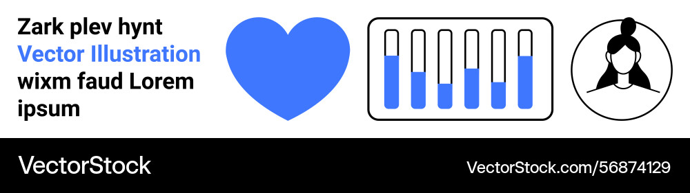 Blue heart icon bar graph with data levels vector image