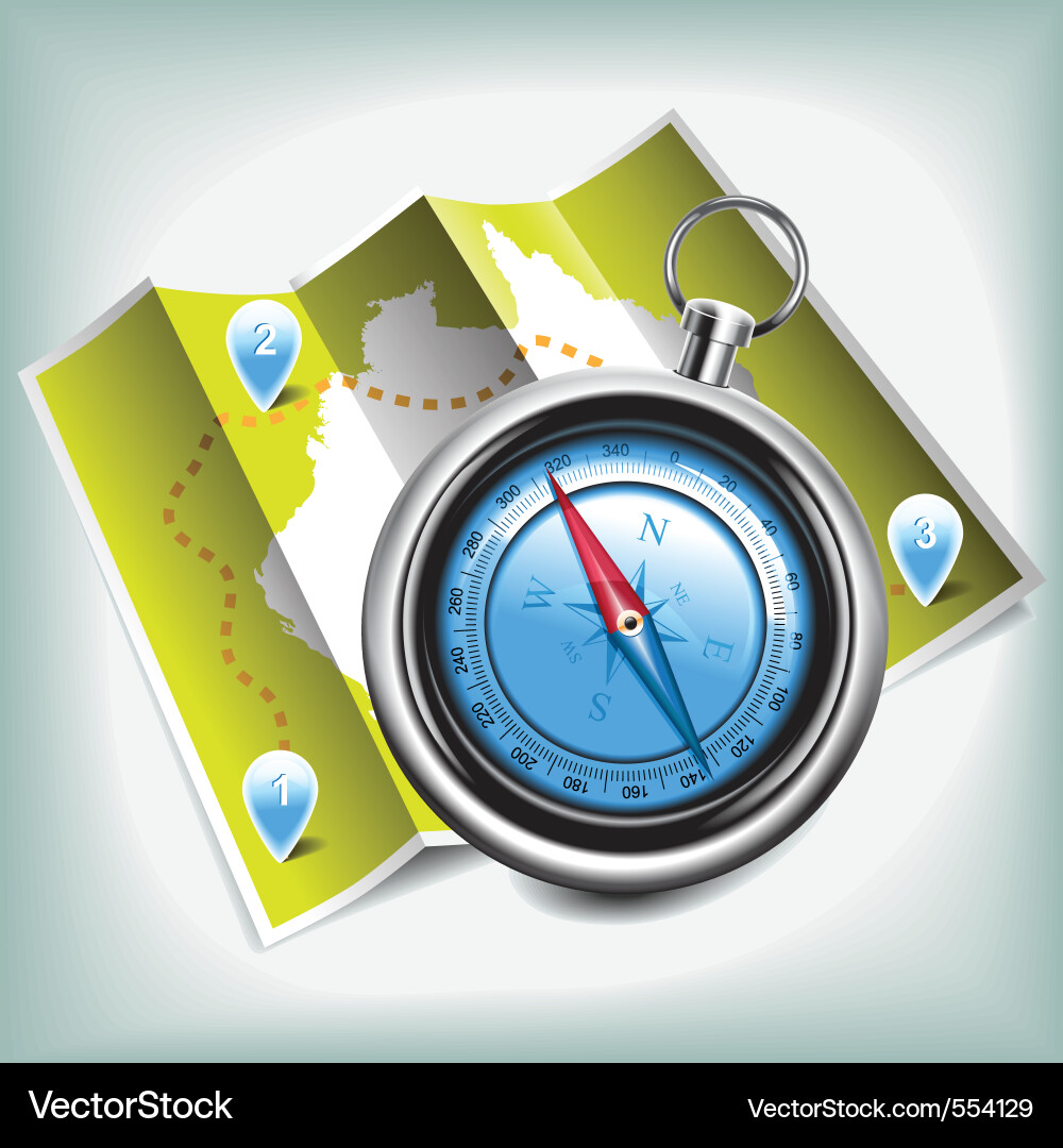 Compass and map vector image