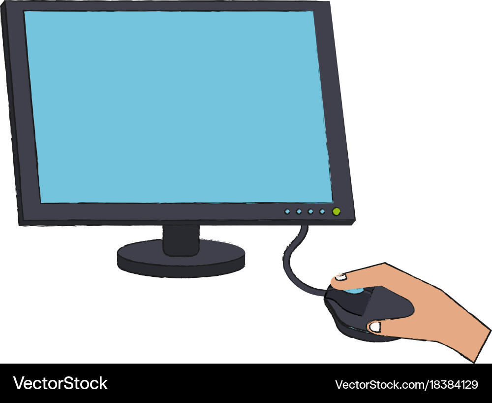 Computer monitor and mouse Vector Image
