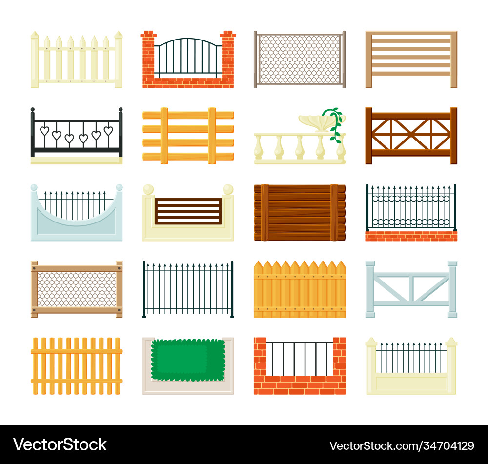 Fence sections set openwork casting with hearts Fence sections set openwork casting with hearts vector image