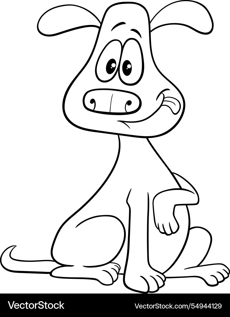 Funny cartoon dog comic animal character coloring Vector Image