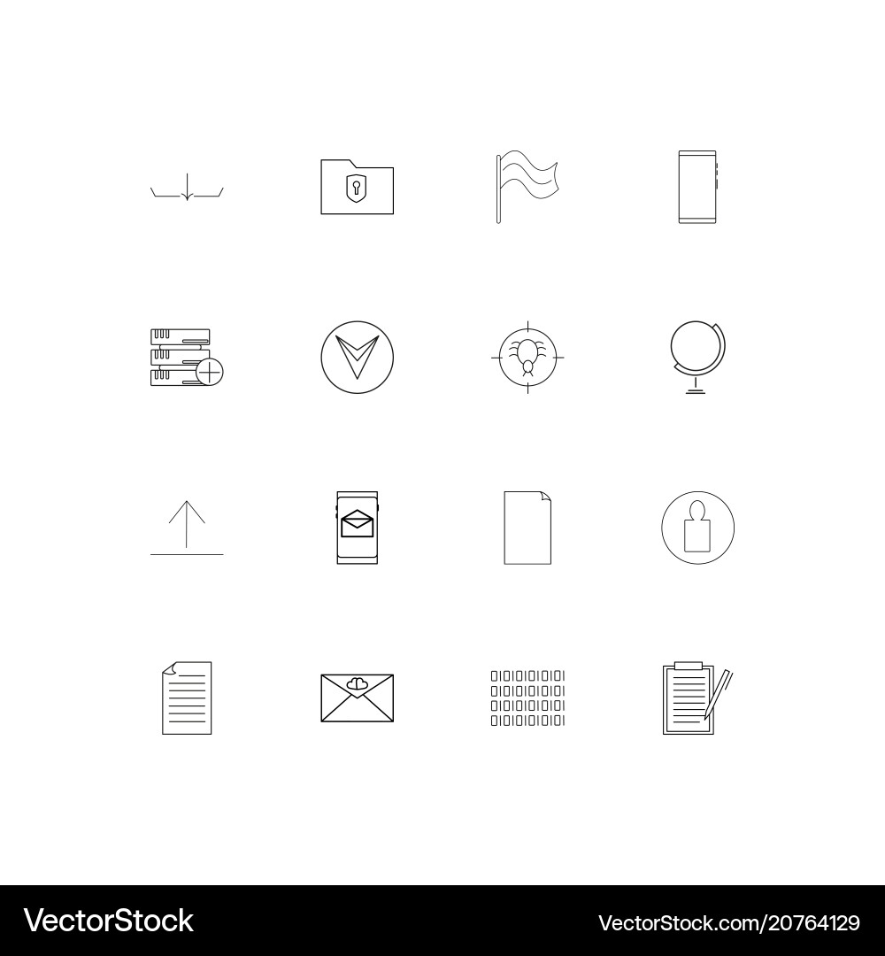 Internet technologies linear thin icons set vector image