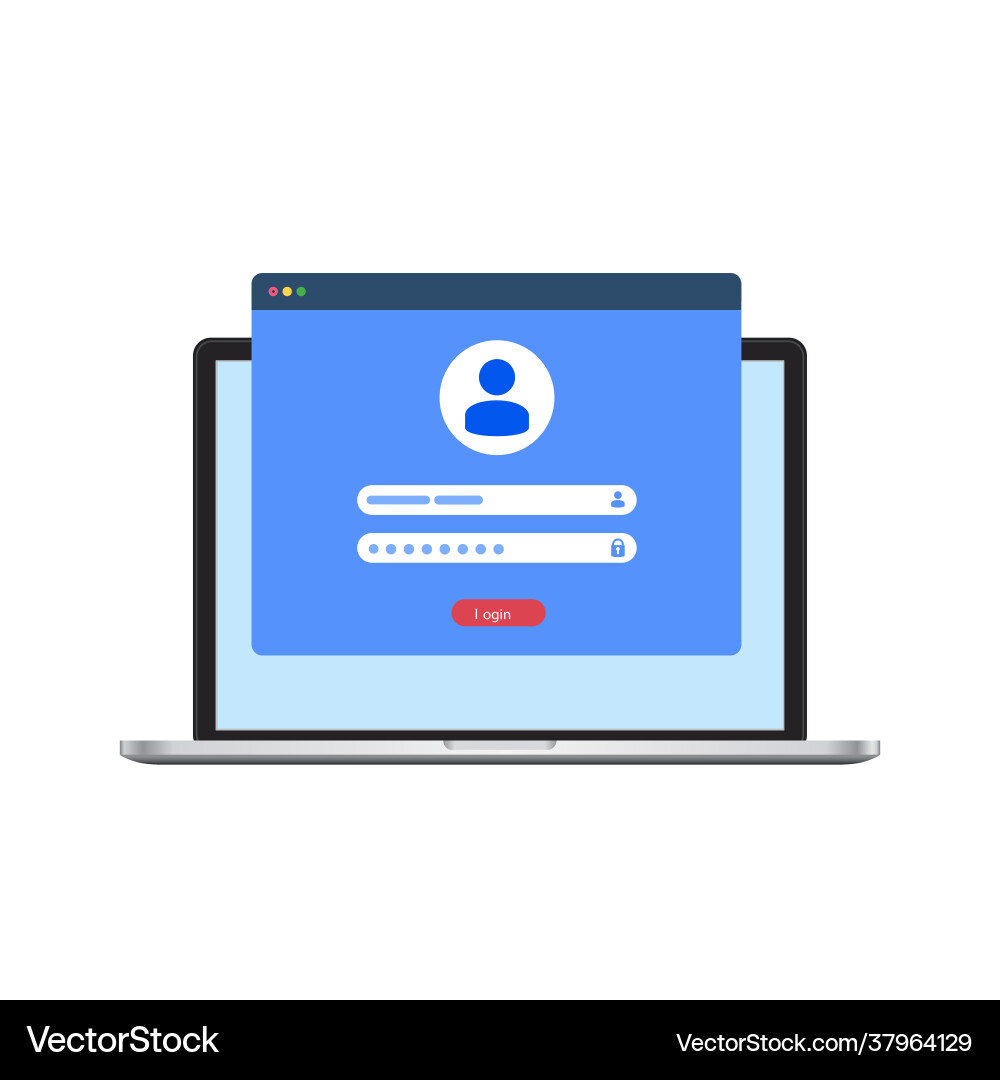 Laptop with authorization login and password vector image