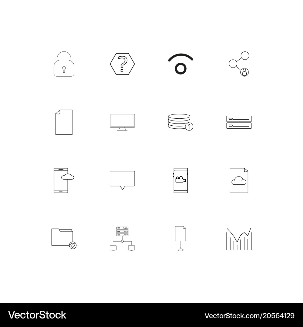 Network and database simple linear icons set vector image