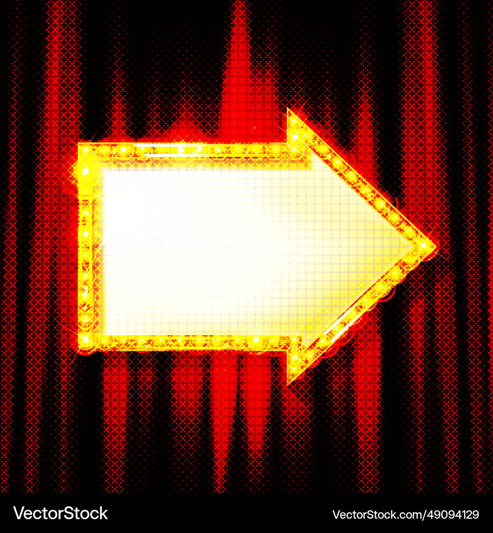 Pointer is an arrow with retro-style light bulbs Pointer is an arrow with retro-style light bulbs vector image