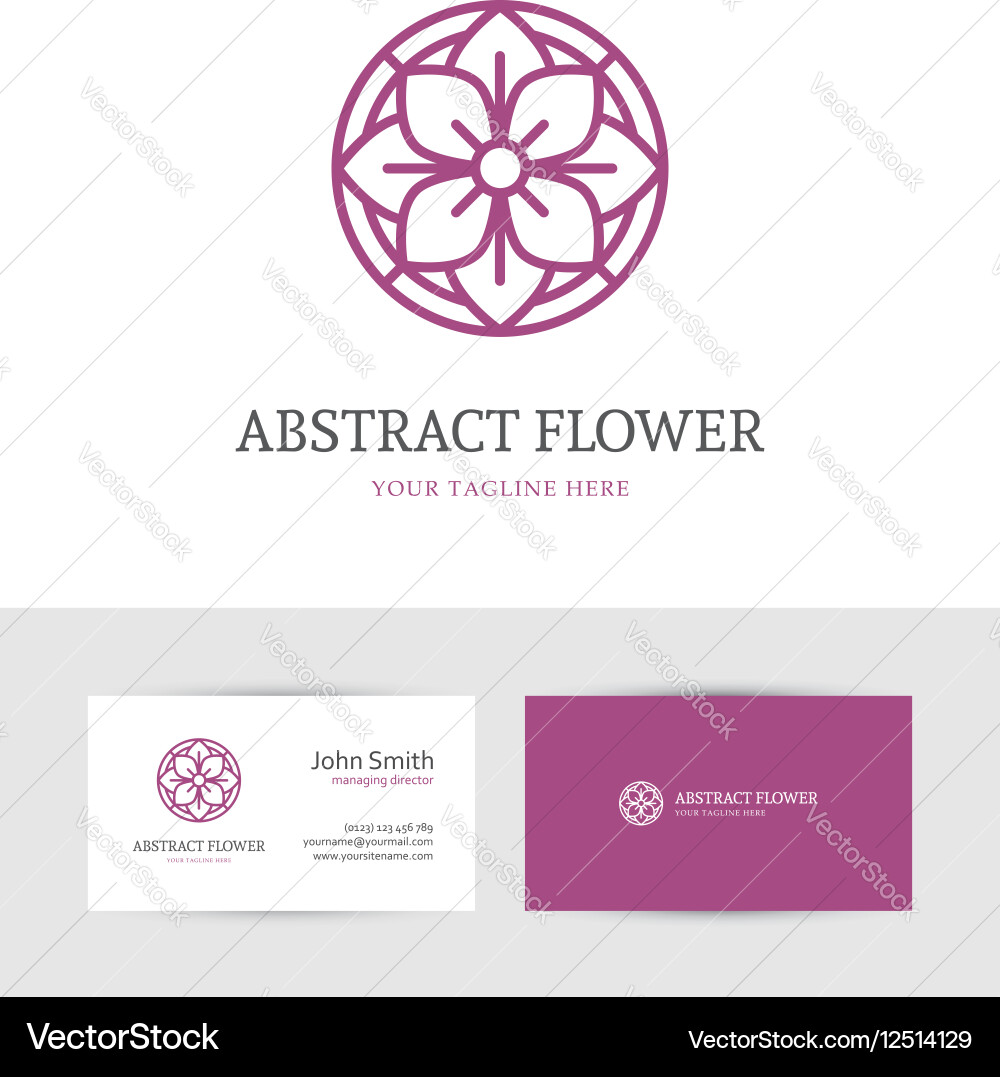 Purple Floral Logo & Business Card Vector Image