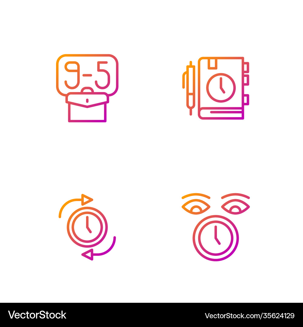 Set line clock with arrow from 9 and daily paper Set line clock with arrow from 9 and daily paper Vector Image